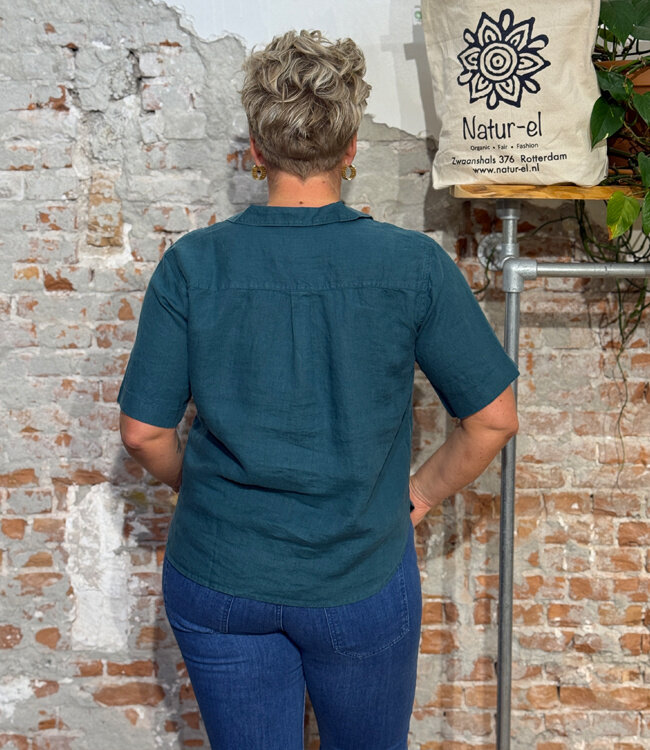 DEDICATED linnen blouse TORUP PETROL GREEN