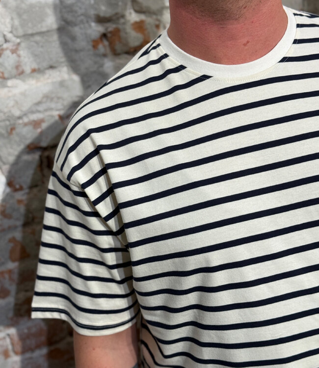 Gestreept t-shirt SHAYNE BLUE WHITE biologisch katoen KCA