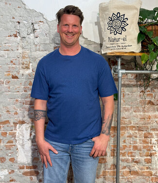 GIVN GIVN effen linnen t-shirt LASSE BLUE linnen katoen