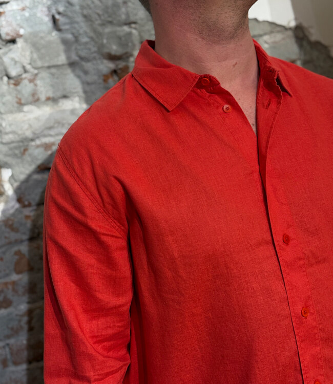 THINKING MU overhemd JIMBO RED hennep en tencel