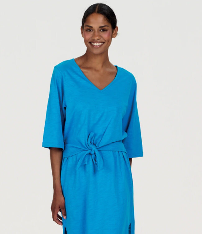 KOMODO shirt COBALT met knoop biologisch katoen