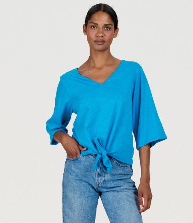 KOMODO shirt COBALT met knoop biologisch katoen