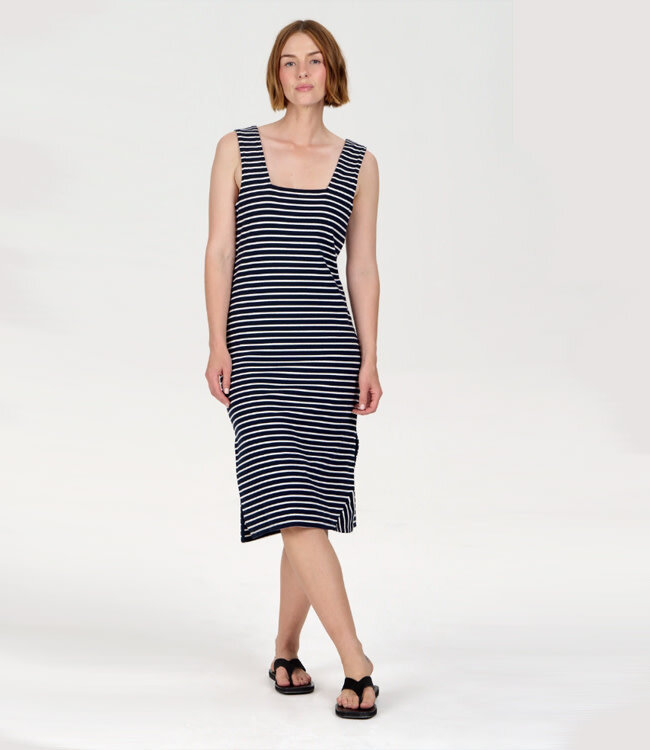 KOMODO jurk met open rug BESS STRIPE van biologisch katoen