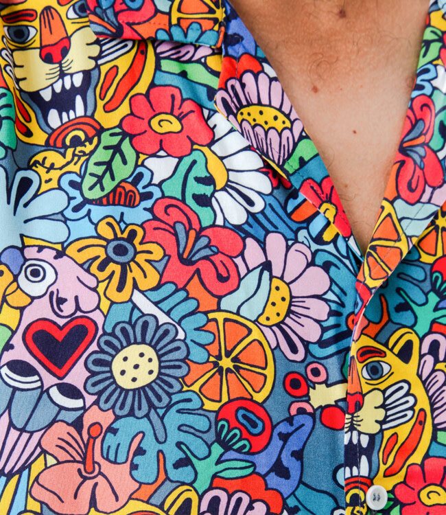 BRAVA overhemd korte mouw ALOHA TUTTI FRUTTI ecovero