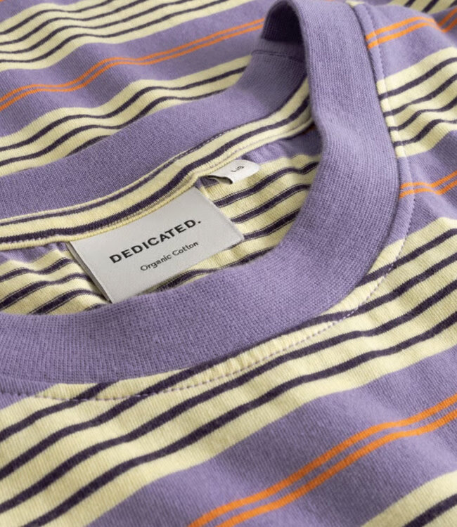 DEDICATED shirt GUSTAV STRIPES PURPLE biologisch katoen