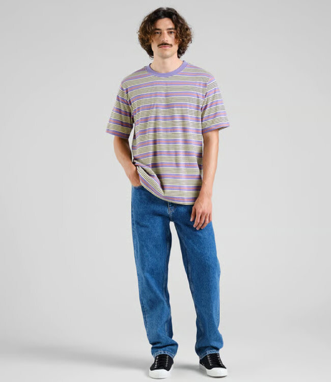 DEDICATED shirt GUSTAV STRIPES PURPLE biologisch katoen