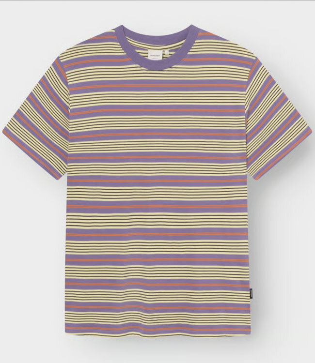 DEDICATED shirt GUSTAV STRIPES PURPLE biologisch katoen