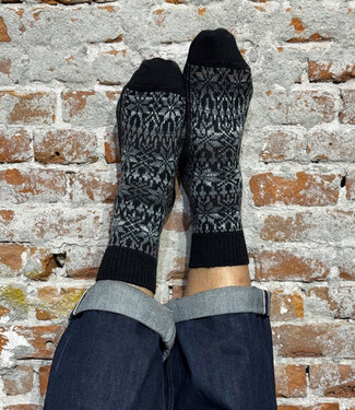 Hirsch Natur HIRSCH Noorse pure wollen sokken 030 173 BLACK SWAN