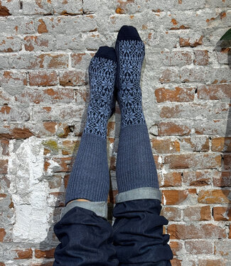 Hirsch Natur HIRSCH NATUR wollen Noorse KNIEKOUSEN donkerblauw lichtblauw 430 88