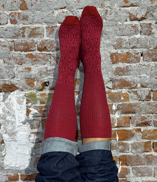 Hirsch Natur HIRSCH NATUR wollen Noorse KNIEKOUSEN rood roze 430 188