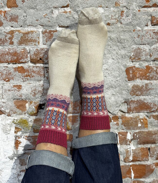 Hirsch Natur HIRSCH NATUR wollen sokken met linnen ROSA 165 165