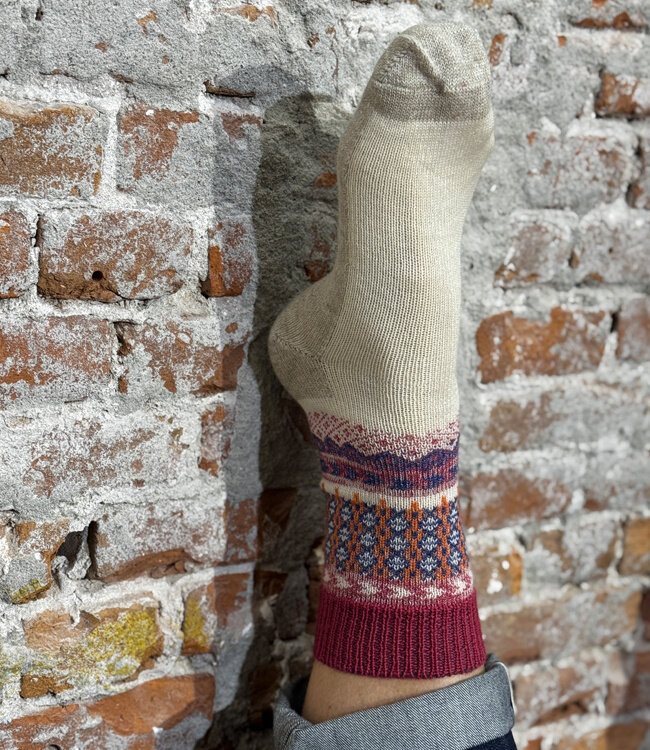 HIRSCH NATUR wollen sokken met linnen ROSA 165 165