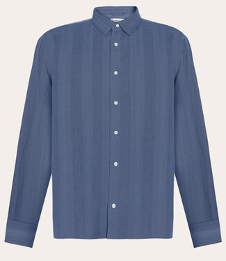 KnowledgeCottonApparel Overhemd met structuur TOM VINTAGE BLUE biologisch katoen KCA