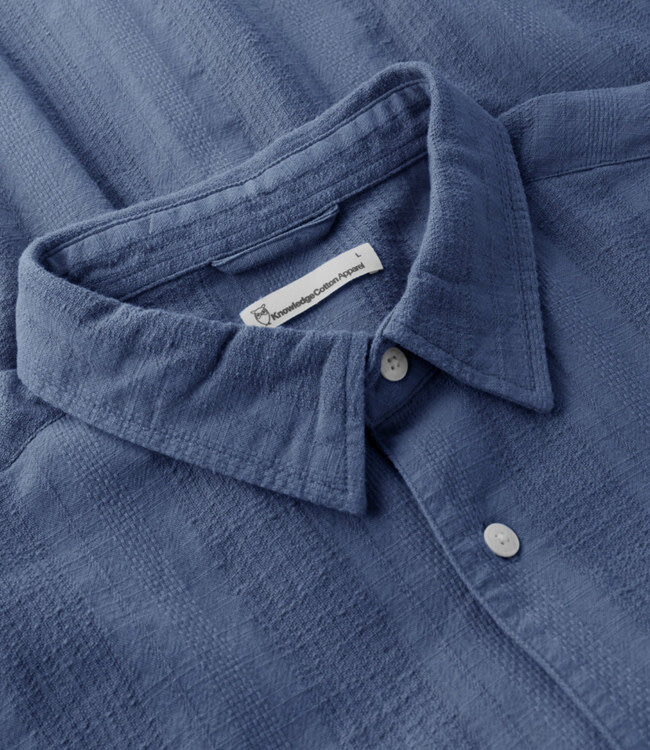 Overhemd met structuur TOM VINTAGE BLUE biologisch katoen KCA