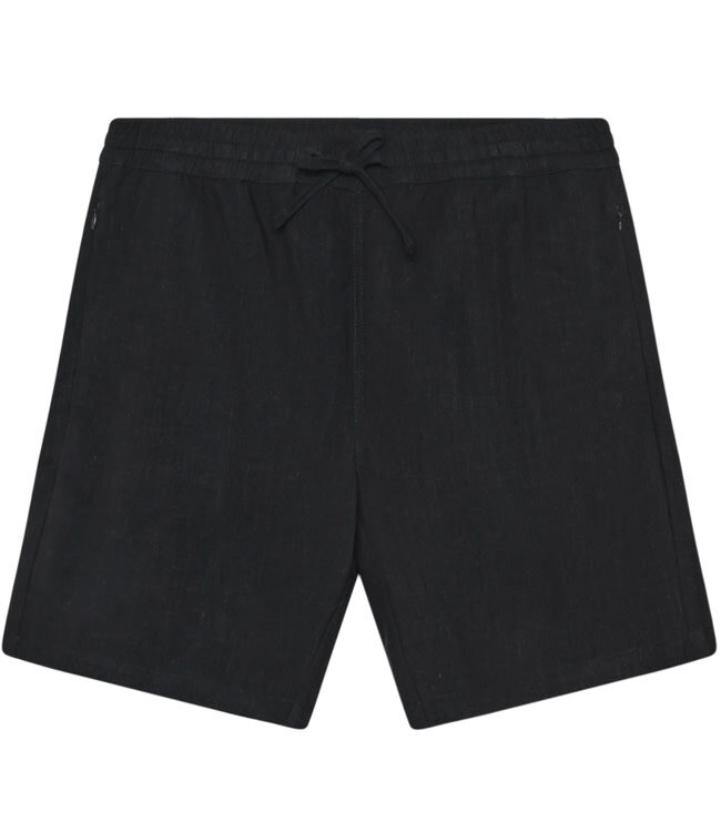 Wijde korte broek short YESSIN BLACK van linnen en tencel