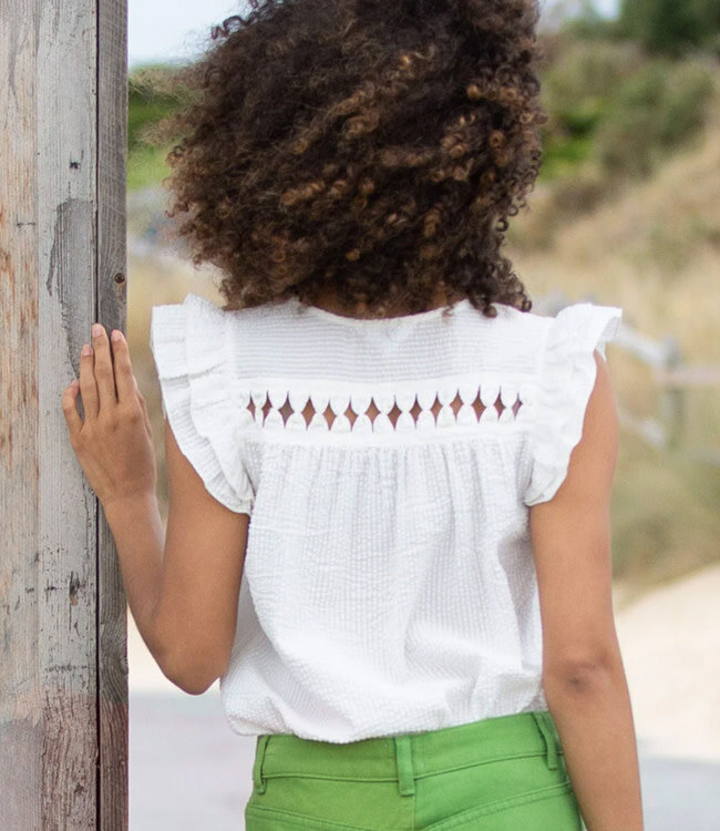 KITE seersucker blouse WINNIE WHITE van biologisch katoen