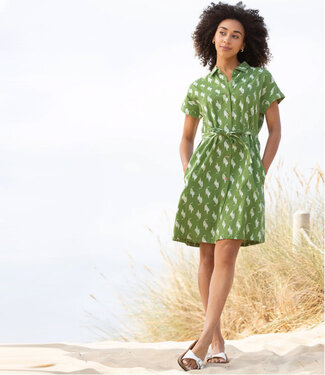 KITE KITE jurk met ceintuur LEOPARD GREEN biologisch katoen