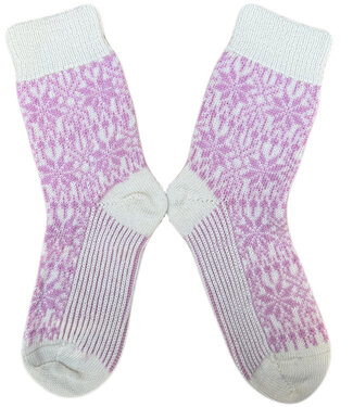 Hirsch Natur HIRSCH NATUR Noorse wollen sokken ROZE WIT 030 24