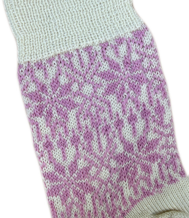 HIRSCH NATUR Noorse wollen sokken ROZE WIT 030 24