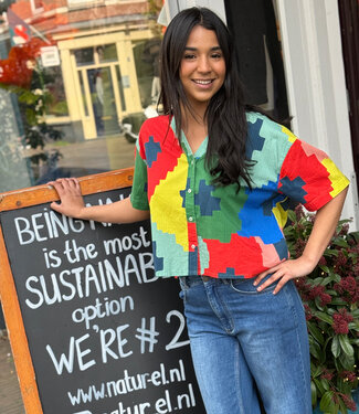 BRAVA fabrics BRAVA wijde blouse MAXI FLOWER biologisch katoen seersucker