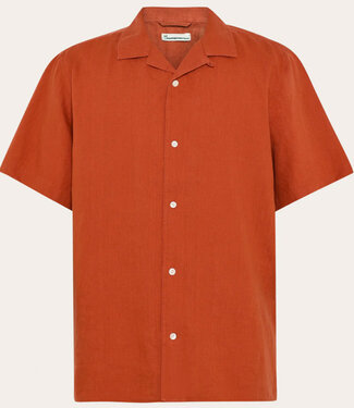 KnowledgeCottonApparel Linnen korte mouw overhemd HENRI BRICK pure linnen KCA