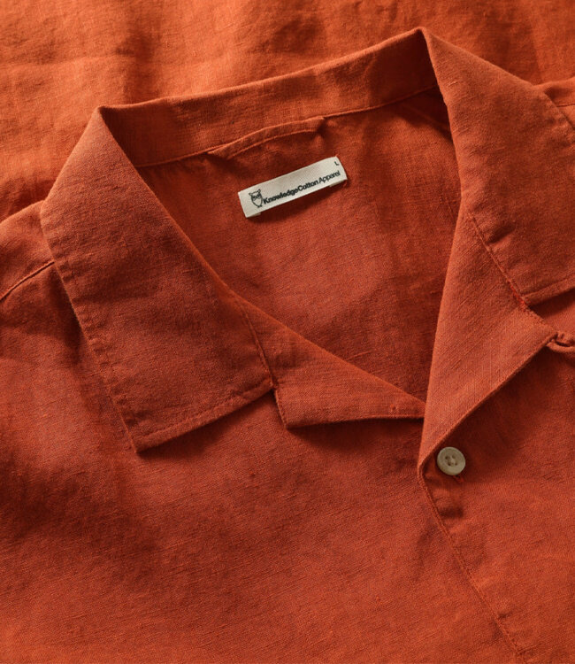 Linnen korte mouw overhemd HENRI BRICK pure linnen KCA