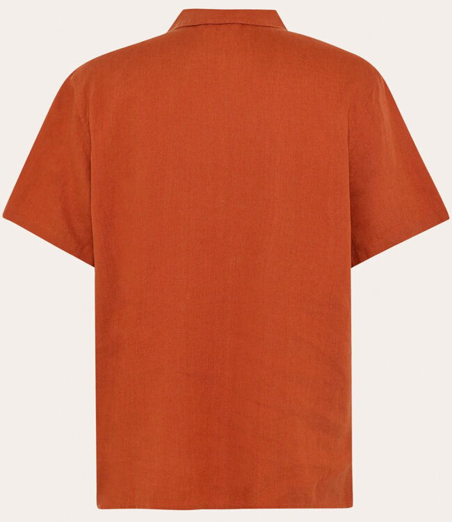 Linnen korte mouw overhemd HENRI BRICK pure linnen KCA