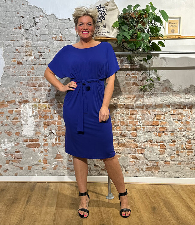 WIDDA reversible jurk ANNA KOBALT van modal jersey met ceintuur
