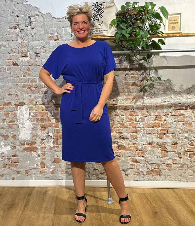 WIDDA reversible jurk ANNA KOBALT van modal jersey met ceintuur