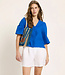 LANIUS v-hals blouse BARBRA LAPIS van bio linnen