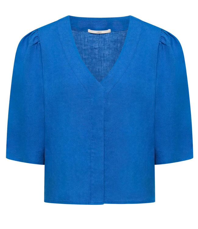 LANIUS v-hals blouse BARBRA LAPIS van bio linnen