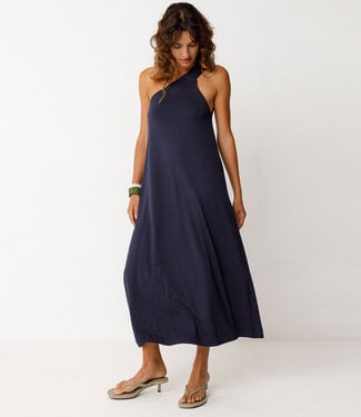 SKFK SKFK a-symmetrische jurk NAIADE NAVY one shoulder van modal