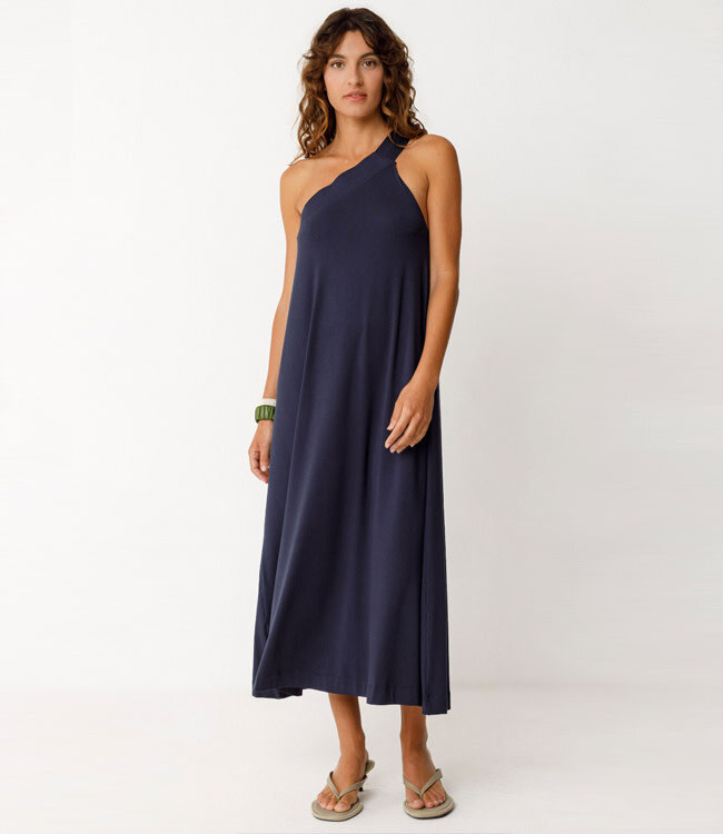 SKFK a-symmetrische jurk NAIADE NAVY one shoulder van modal