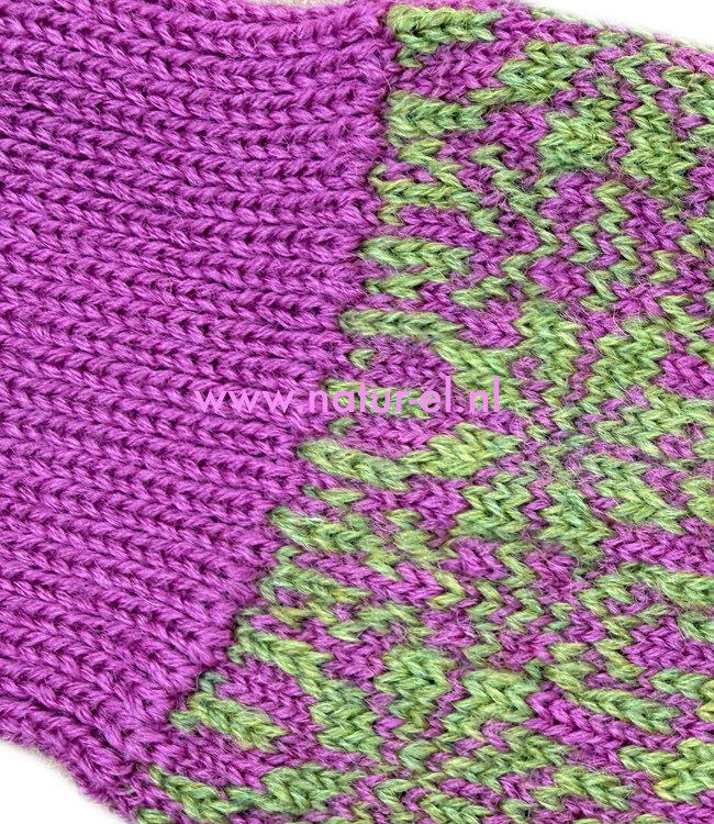 HIRSCH NATUR Noorse wollen sokken ROZE GROEN 030 38