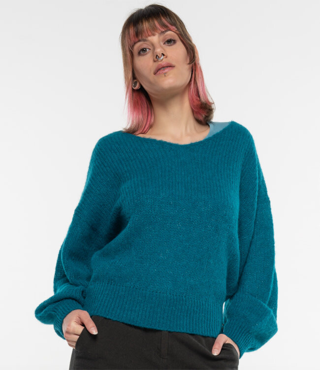 ALMA LOVIS wollen v-hal trui ZOHRA PETROL van alpaca