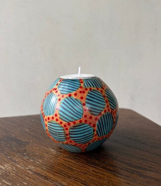 Colours of Africa FAIRTRADE gekleurde waxinelichthouder van speksteen TURQUOISE ORANGE