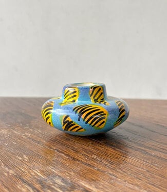 Colours of Africa FAIRTRADE gekleurde kaarsen houder van speksteen YELLOW BLUE