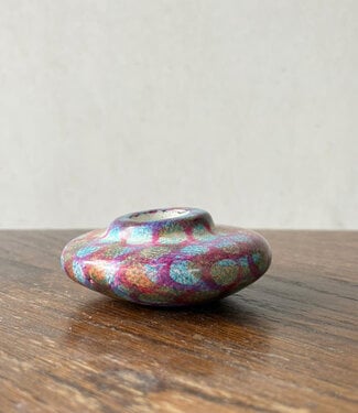 Colours of Africa FAIRTRADE gekleurde kaarsen houder van speksteen AQUA PINK DOTS