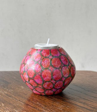 Colours of Africa FAIRTRADE gekleurde waxinelichthouder van speksteen RED DOTS