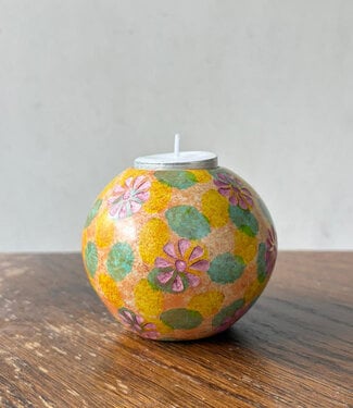 Colours of Africa FAIRTRADE gekleurde waxinelichthouder van speksteen FLOWERS