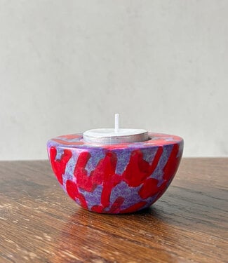 Colours of Africa FAIRTRADE gekleurde waxinelichhouder van speksteen RED PURPLE