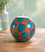 FAIRTRADE gekleurde waxinelichthouder van speksteen TURQUOISE ORANGE