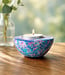 Colours of Africa FAIRTRADE gekleurde waxinelichhouder van speksteen AQUA BLUE