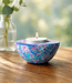 FAIRTRADE gekleurde waxinelichhouder van speksteen AQUA BLUE