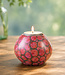 FAIRTRADE gekleurde waxinelichthouder van speksteen RED DOTS
