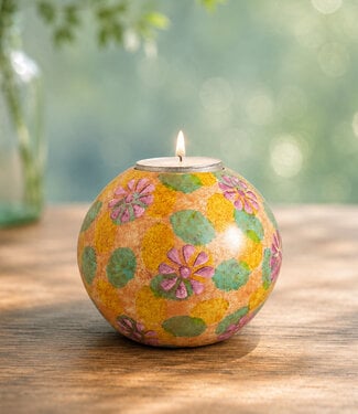 Colours of Africa FAIRTRADE gekleurde waxinelichthouder van speksteen FLOWERS