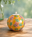 FAIRTRADE gekleurde waxinelichthouder van speksteen FLOWERS