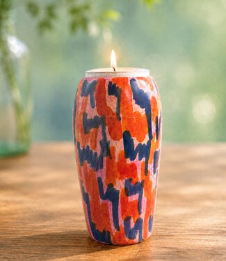Colours of Africa FAIRTRADE gekleurde waxinelichthouder van speksteen PURPLE ORANGE