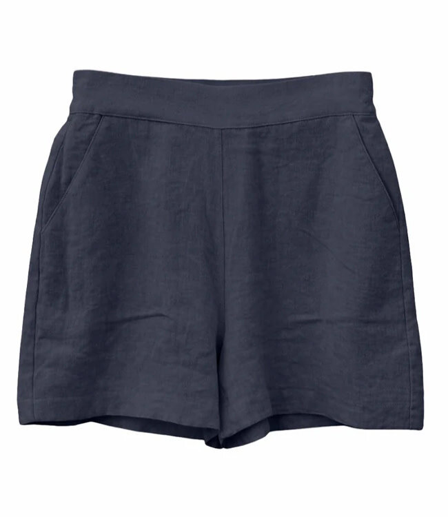MAZINE korte pure linnen broek NALA NAVY