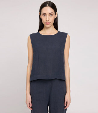 MAZINE MAZINE mouwloze top LAURA NAVY van pure linnen